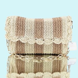 Shiraleah Chicago Purse Bag Sandy Paper Straw Shoulder Bag Chain Boho Vacation